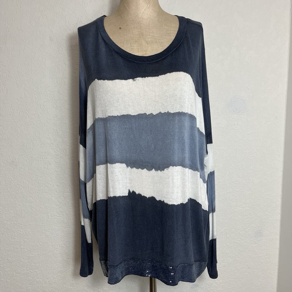 Femme Fatale Made in Italy Blouse dyed Stripes, long sleeve, size L, cotton-silk